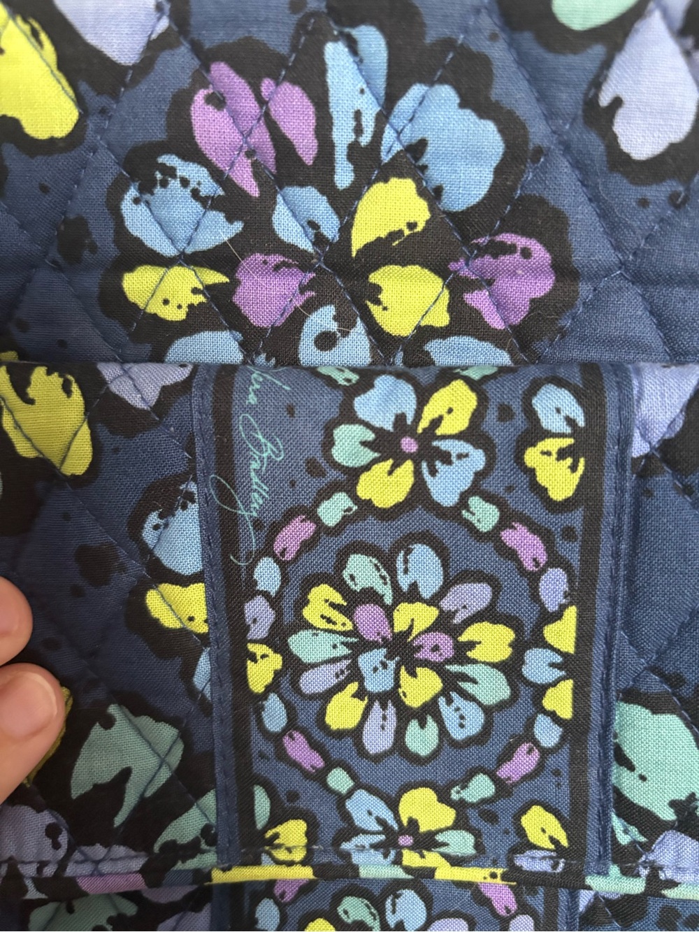 Vera Bradley Navy Quilted Floral Mini Backpack in Indigo Pop - Picture 2 of 8